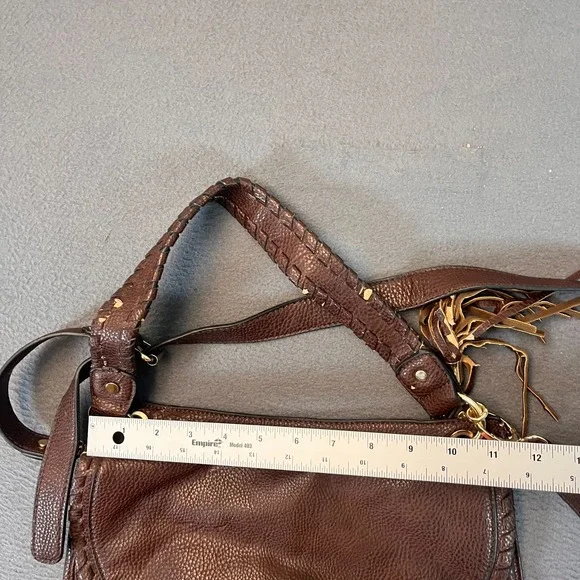 Michael Kors Brown Leather Flap Top Brown Crossbody Shoulder Bag Tassel Clip - Picture 10 of 11